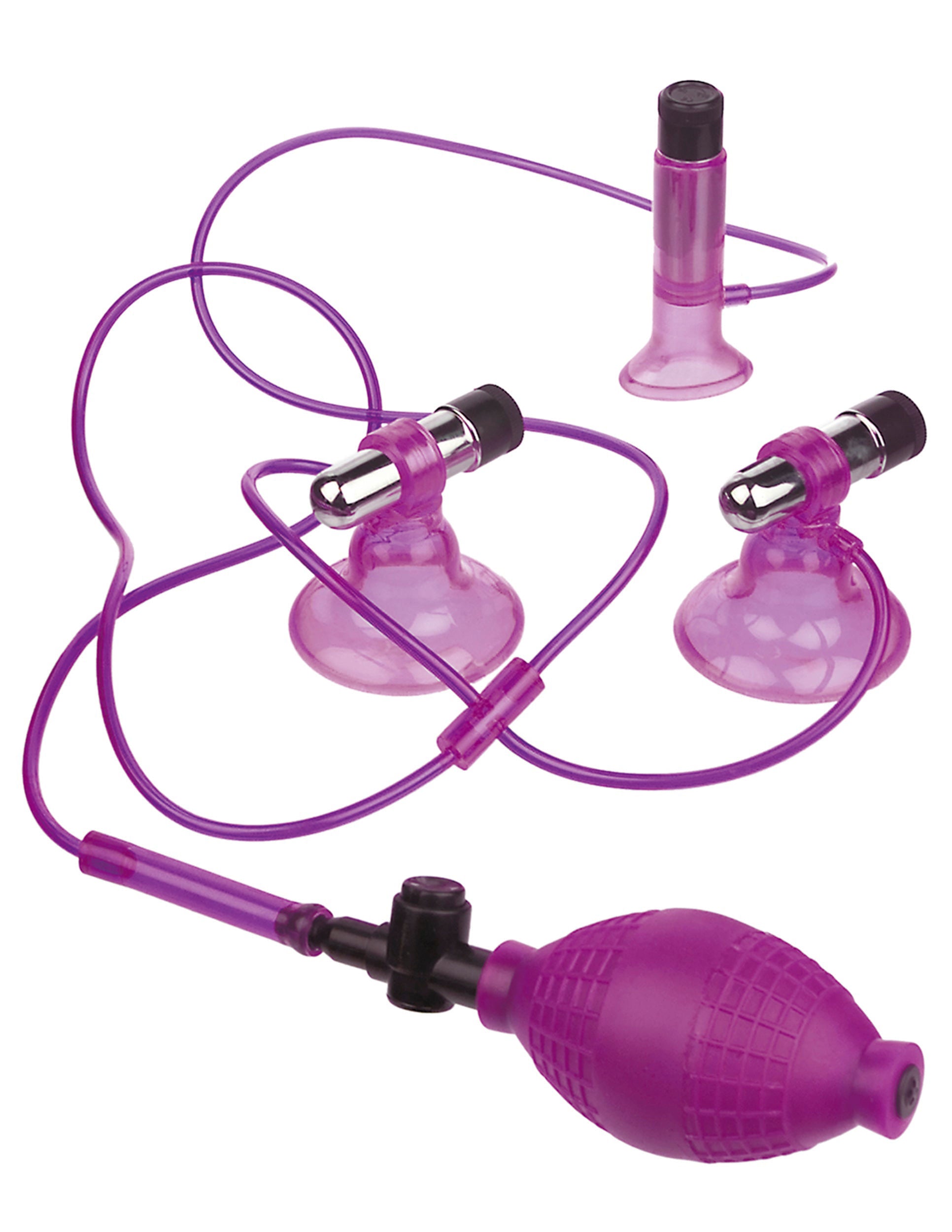 Fetish Fantasy Vibrating Triple Suckers Nipple and Clit Pump Suction Stimulator