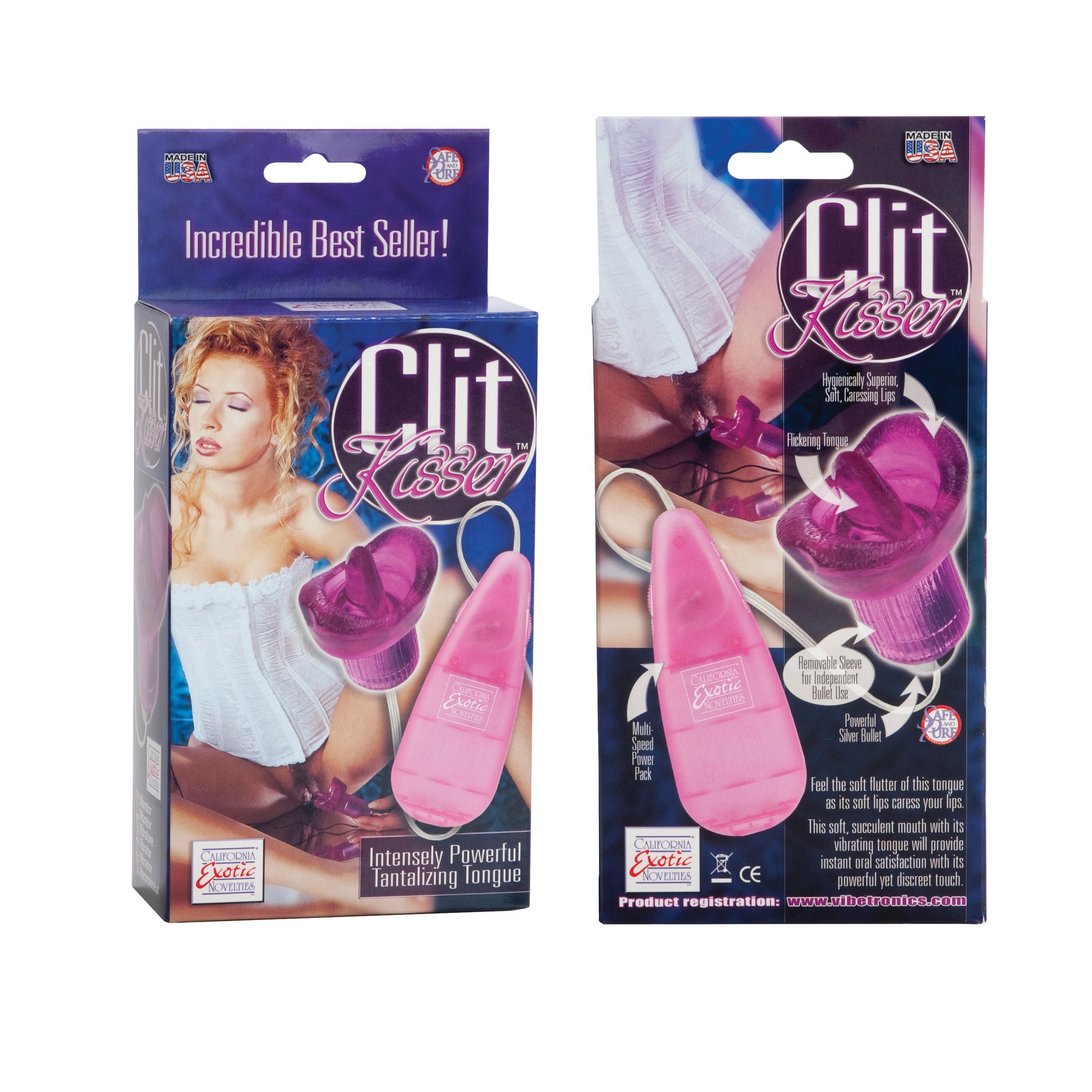 CalExotics Clit Kisser Tongue Vibrator with Removable Bullet Pink BULLETS