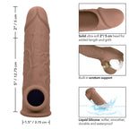 Performance Maxx Life-Like Extension 7 Inch Brown Stretchy Liquid Silicone Sleeve with Built-In Scrotum Strap > Sex Toys For Men > Penis Sleeves