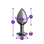 Cheeky Charms Gunmetal Round Butt Plug with Purple Jewel Medium > Anal Range > Jewel Butt Plugs