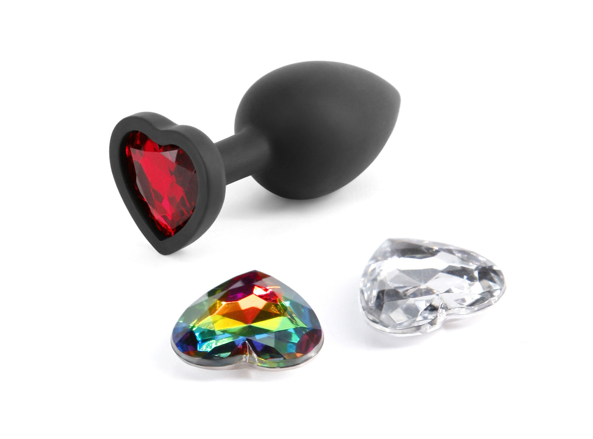 Glams Xchange Heart Small (Interchangeable Heart Gems) – Small Silicone Butt Plug (7.3cm) > Anal Range > Jewel Butt Plugs