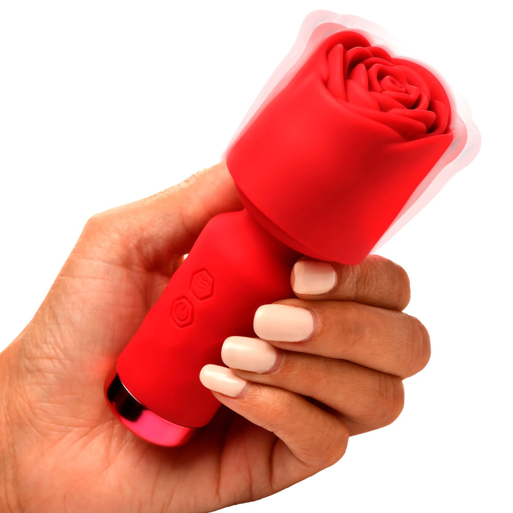Xr Bloomgasm Rose Petite Mini Wand Vibrator Rechargeable Rose Stimulators