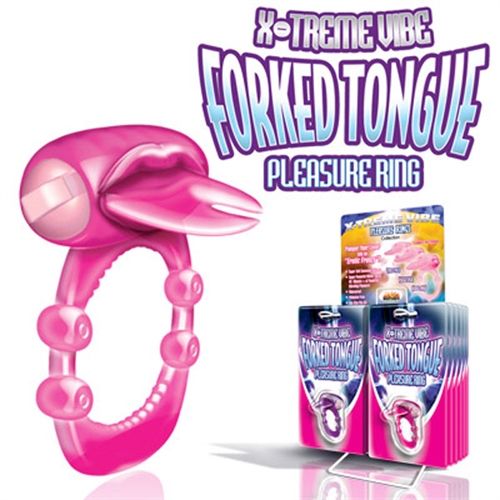 Xtreme Vibes Forked Tongue Vibrating Cock Ring Magenta Cock Rings Vibrating