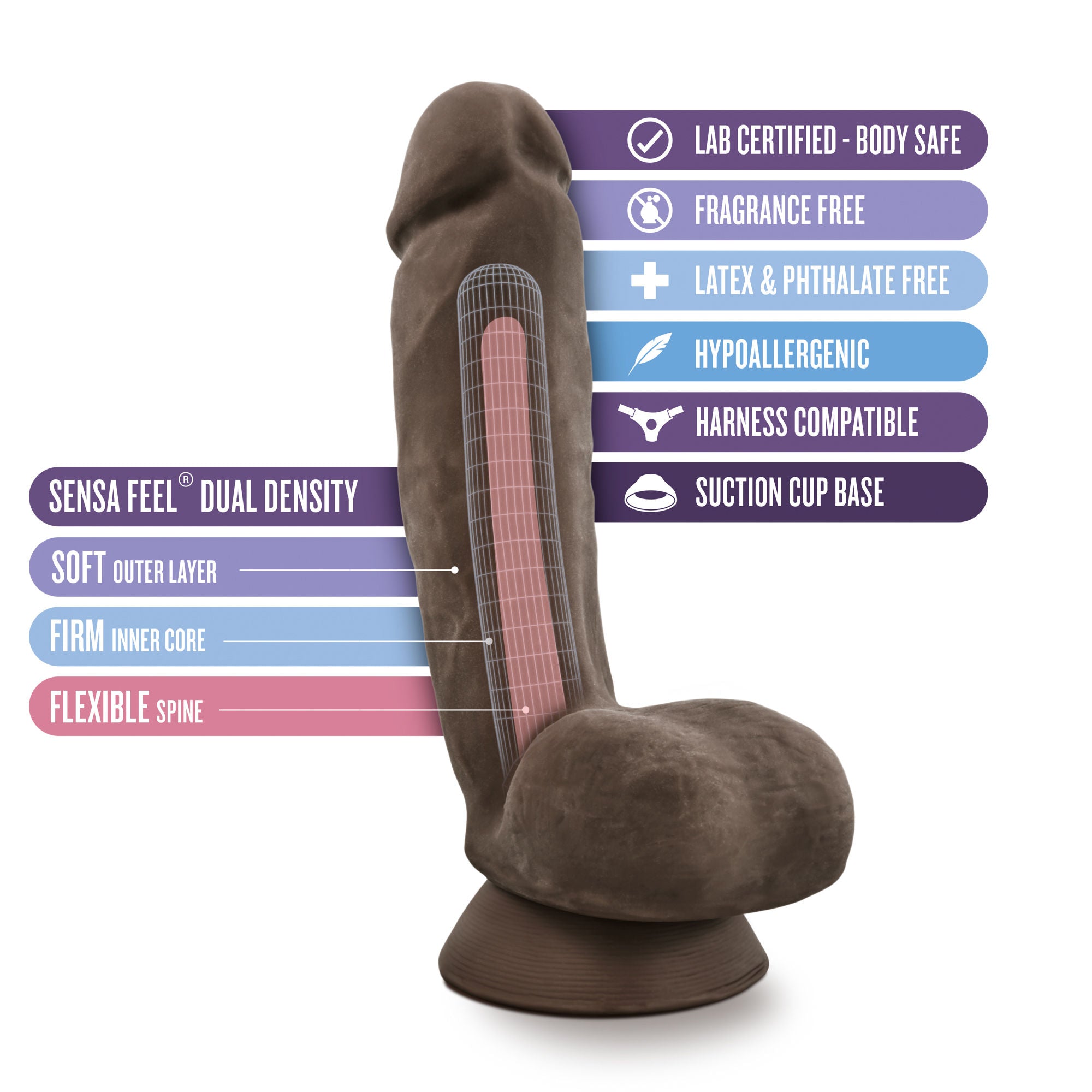 Au Naturel Jerome (Brown) – Dual Density Flexible Dildo Dildos & Dongs
