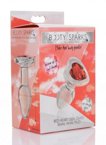 Red Heart Gem Small Glass Anal Plug Smooth Tapered Design