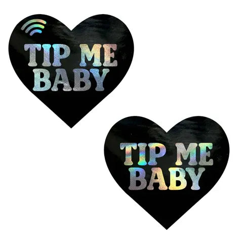 Tip Me Baby Smart NFC Holographic Heart Pasties Black > Clothes > Pasties