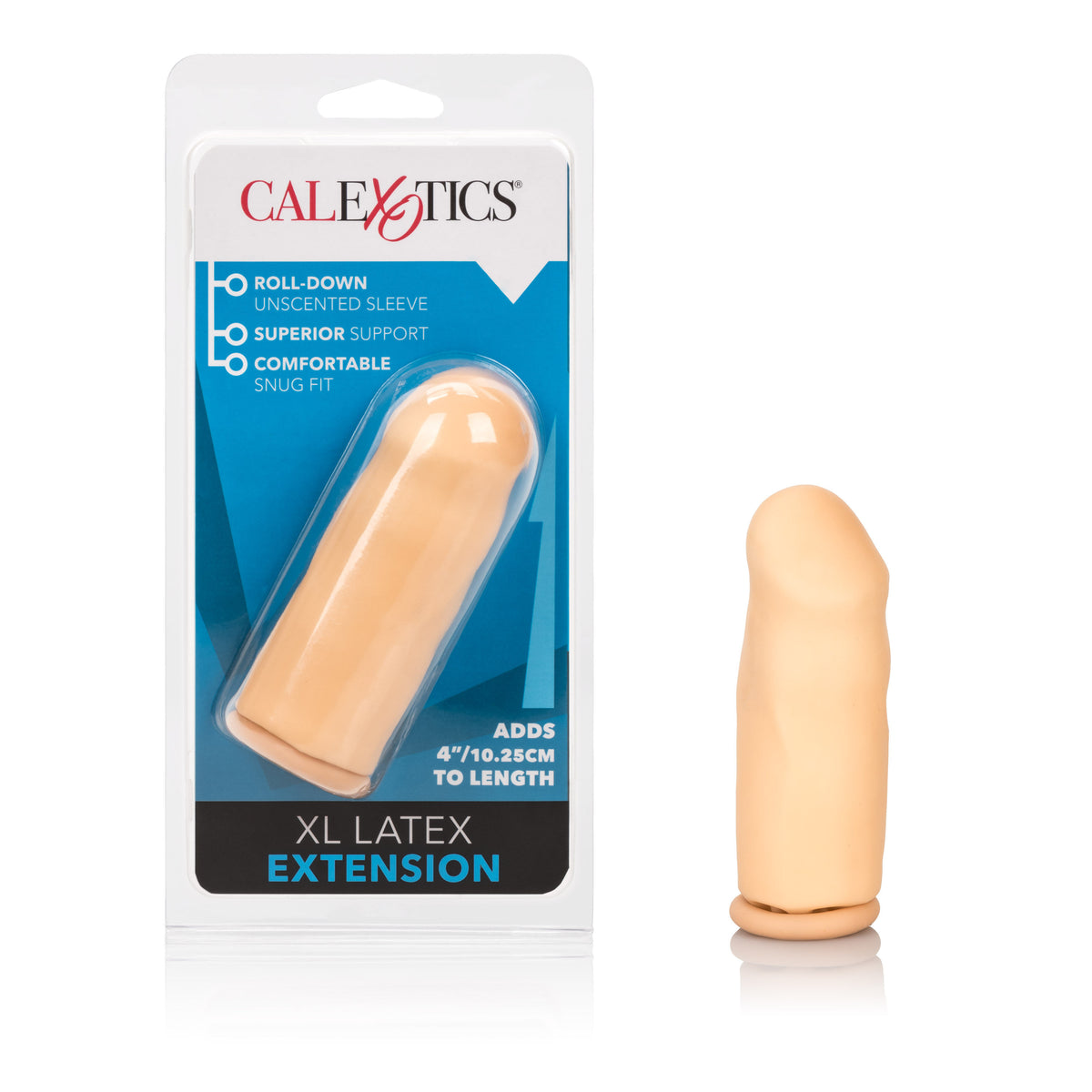 Smooth 3 Inch Ivory Latex Penis Extension with Roll Down Sleeve > Sex Toys For Men > Penis Sleeves