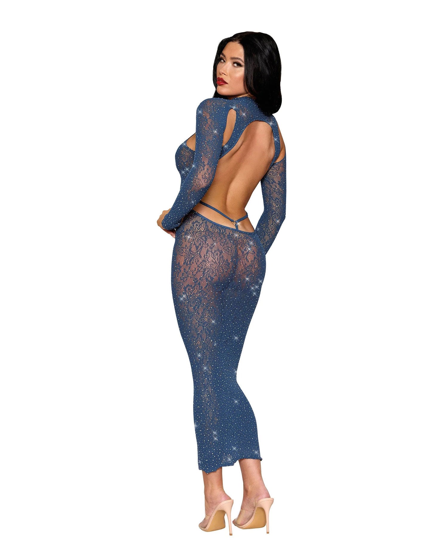 Dreamgirl Navy Bodystocking Gown One Size Lingerie Apparel Bodystocking