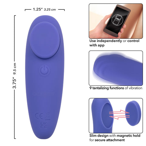 CalExotics Connect™ Panty Teaser App-Based Pleasure Device in Purple Silicone with 9 Vibration Functions and USB Rechargeable Waterproof Design Panty Vibrators