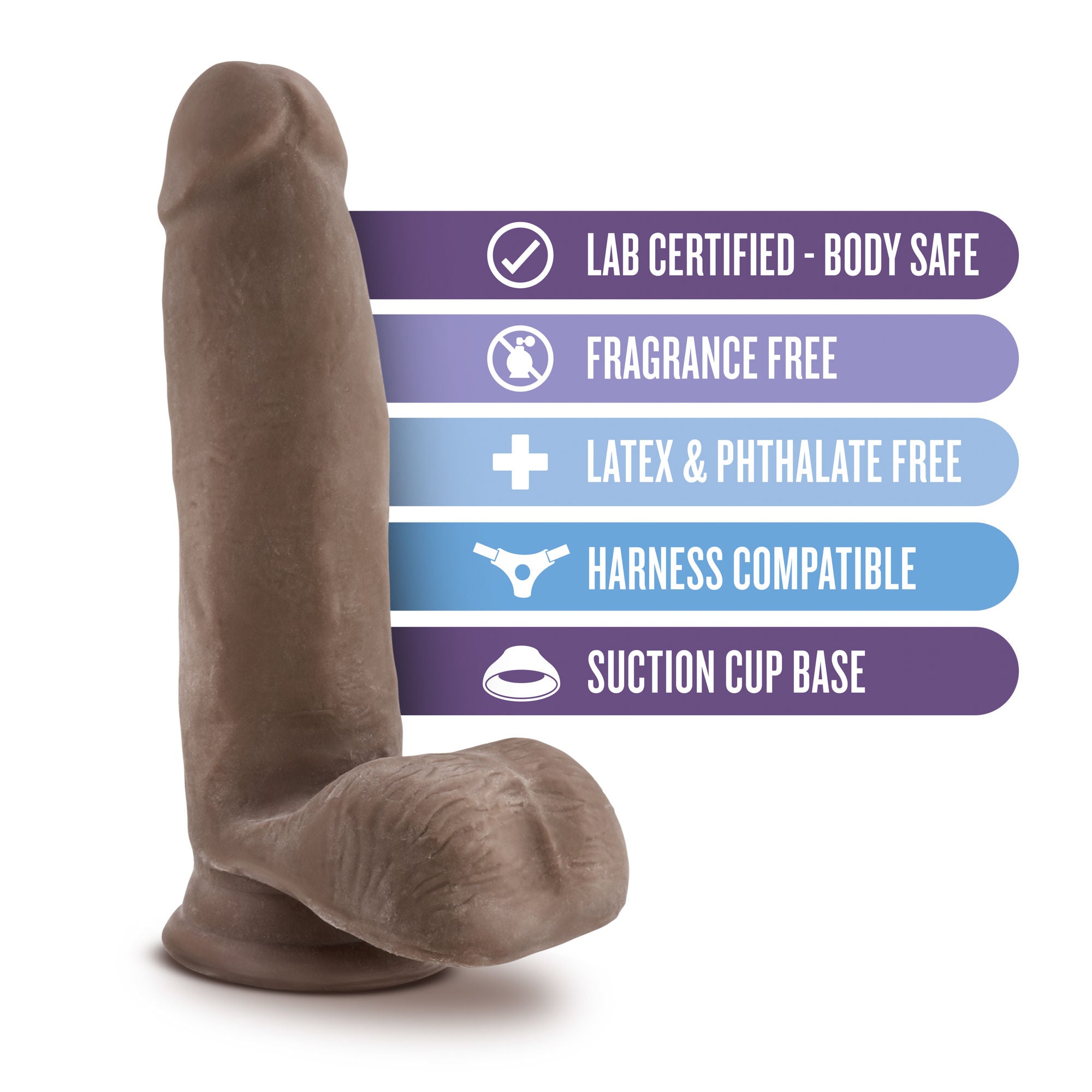Au Naturel 7 Inch Sensa Feel (Chocolate) – Flexible Dildo Dongs Realistic