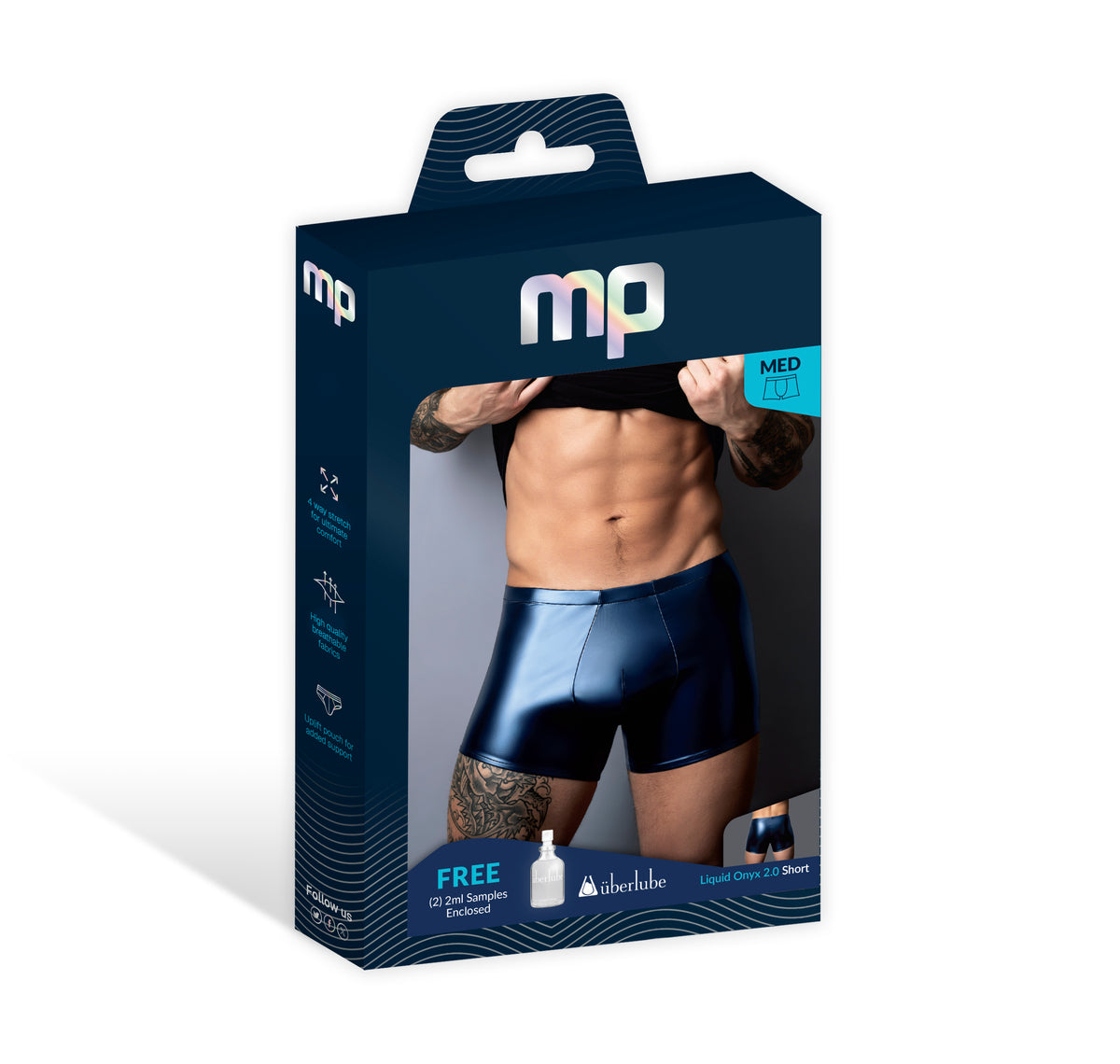 Liquid Onyx 2.0 Short Medium – Men's Wet Look Underwear Blue Medium > Clothes > Mens Briefs
