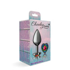 Cheeky Charms Gunmetal Medium Butt Plug with Heart Rainbow Jewel > Anal Range > Jewel Butt Plugs