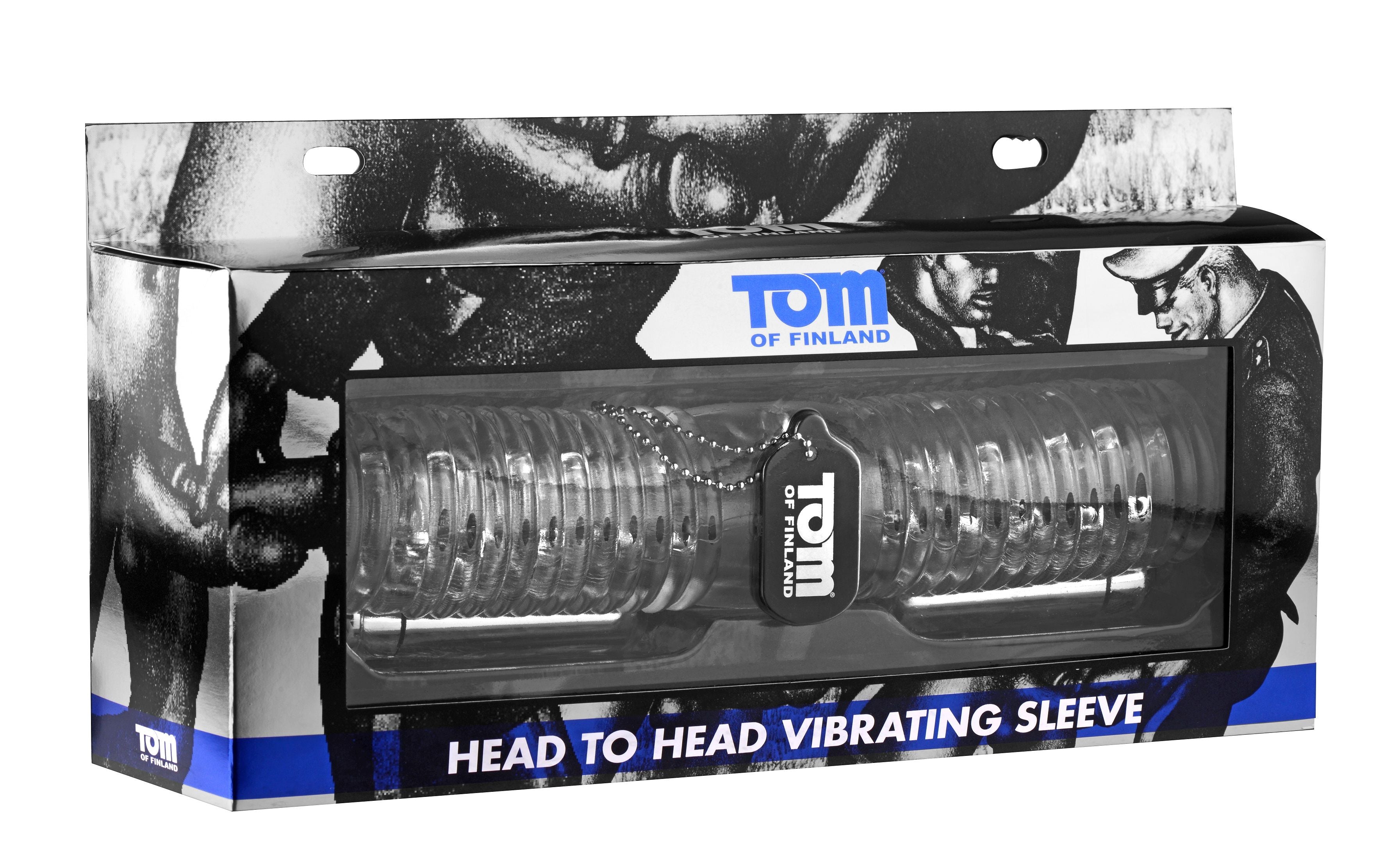 Tom of Finland Dual Vibrating Sleeve for Male Masturbation Clear Strokers - Auto