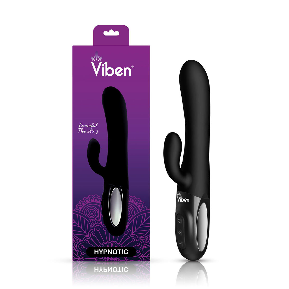 Viben Hypnotic Thrusting Rabbit Vibe with Swinging Clit Stimulator in Black > Vibrators > Ladies > Rabbit