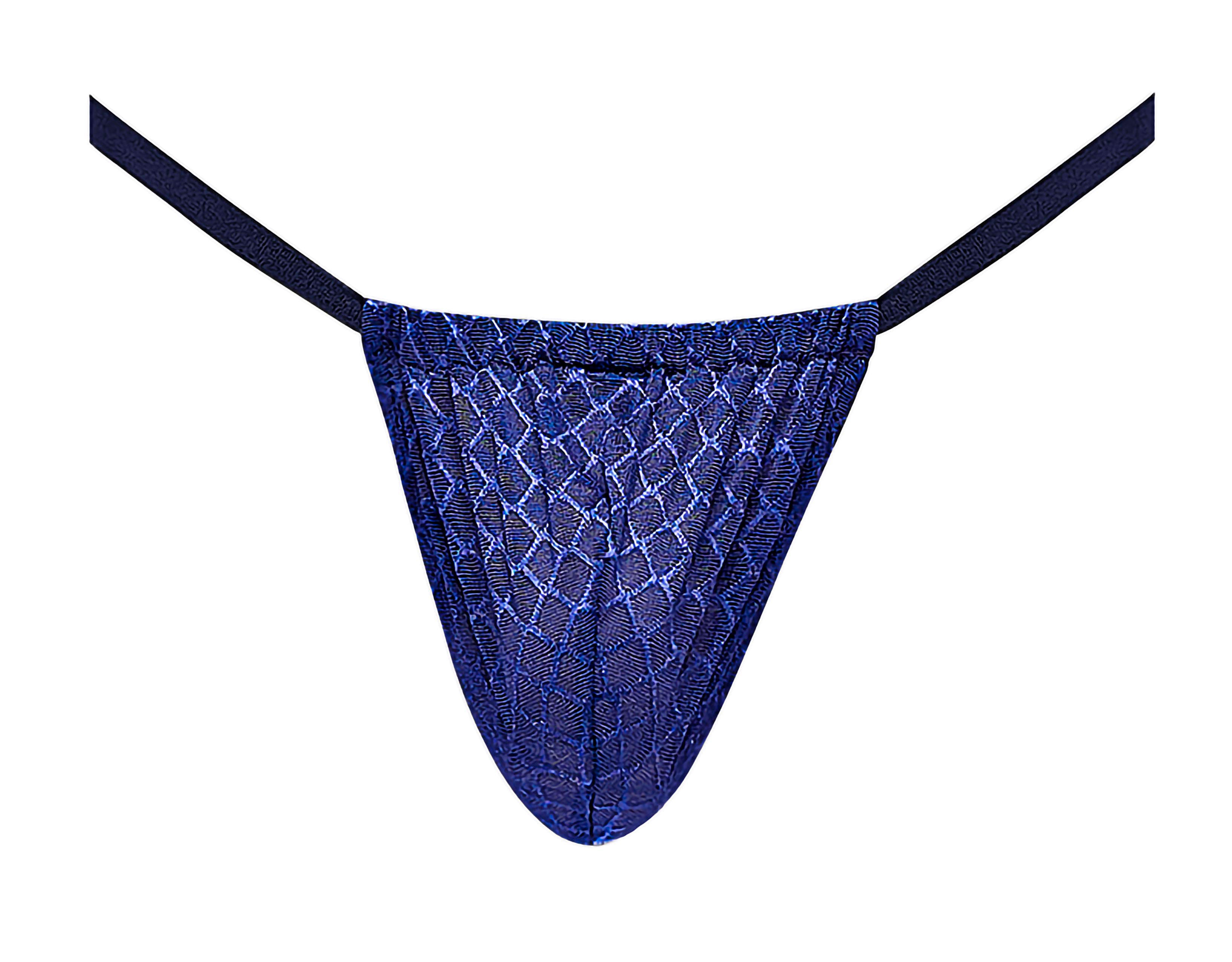 Diamond Mesh Posing Strap Navy – Stretch Mens G-String Mens G-Strings