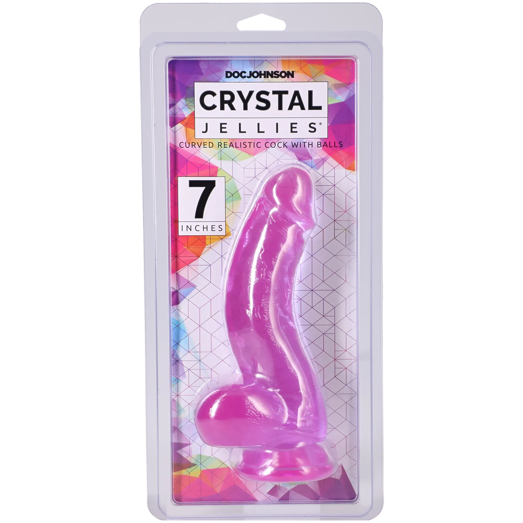 Crystal Jellies Curved Realistic Cock 7 Inch Phthalate-Free Dildo Purple > Dildos > Realistic Dildos