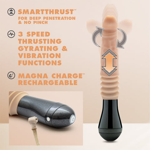 Dr Knight Thrusting Gyrating Silicone Vibrating Dildo Beige DONGS Thrusting