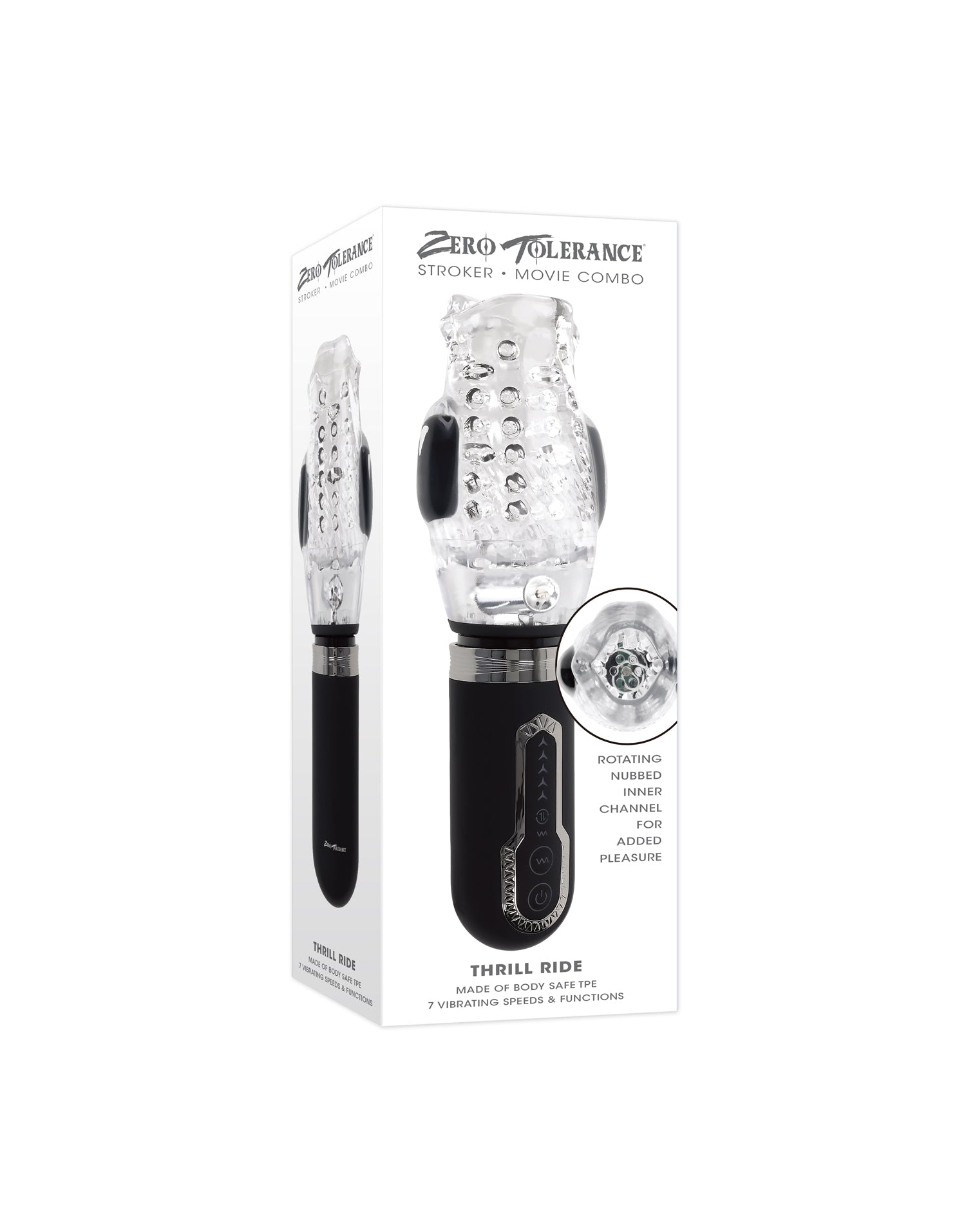 Thrill Ride Vibrating Male Stroker with Thrusting and Spinning Black Strokers - Auto