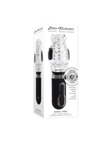 Thrill Ride Vibrating Male Stroker with Thrusting and Spinning Black Strokers - Auto