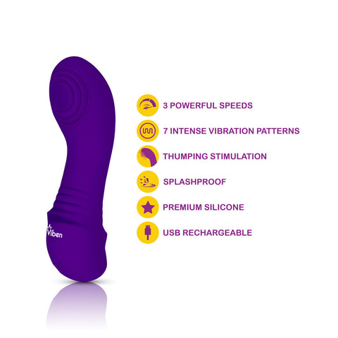 Sebela Mini Thumping G-Spot Vibrator Violet Silicone Toy BULLETS