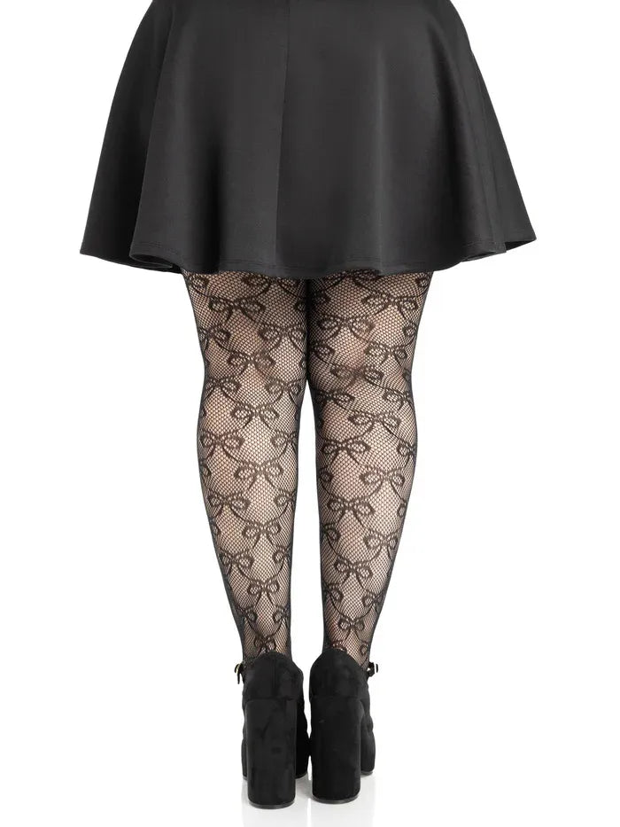 Plus Bow Net Tights – Plus Size Nylon Spandex Tights > Clothes > Hosiery