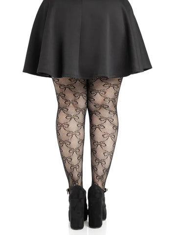 Plus Bow Net Tights – Plus Size Nylon Spandex Tights > Clothes > Hosiery
