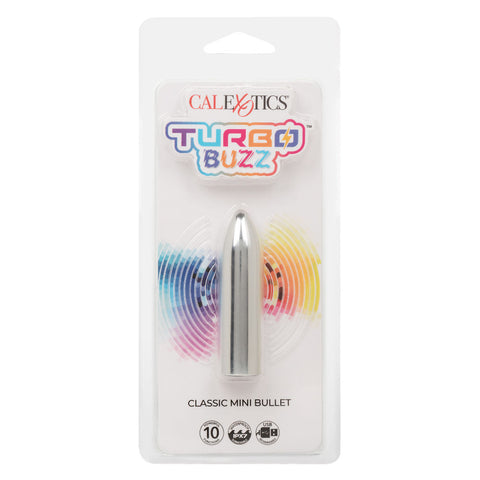 Turbo Buzz Classic Mini Bullet Vibrator in Blue for Discreet Use Silver BULLETS