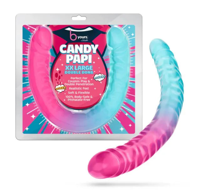 B Yours Candy Papi Sugar Stud 17.75 Inches – Flexible Double Dong Vibrator Multi > Dildos > Double Dildos