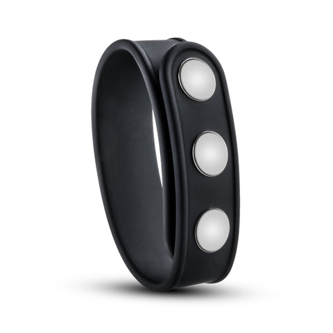 Blush Silicone Adjustable 3-Snap Cock Strap Black Ring COCK RING Set