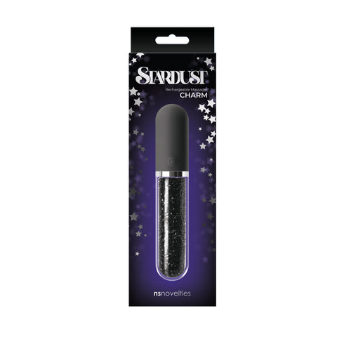 Stardust Black Rechargeable Silicone Body Massager with Crystals Vibrators
