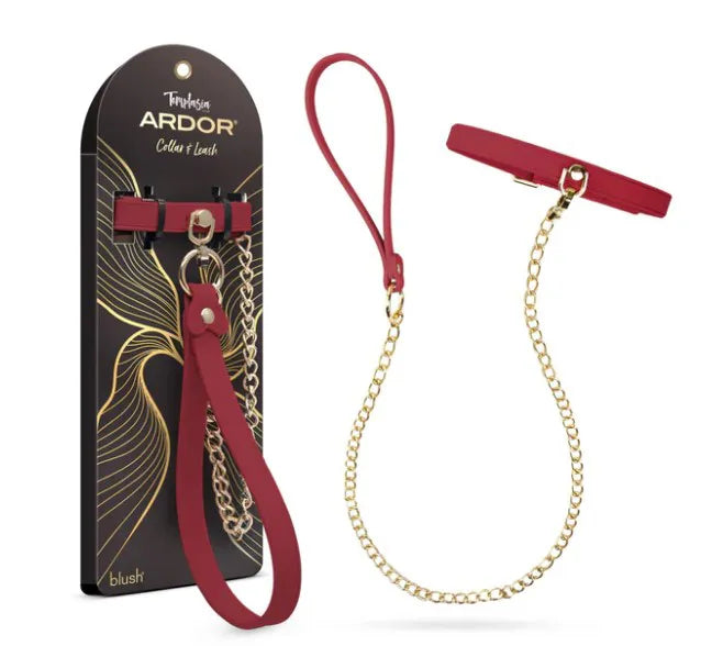 Temptasia Ardor – Adjustable Silicone Collar and Leash Set Red > Bondage Gear > Collars & Leashes