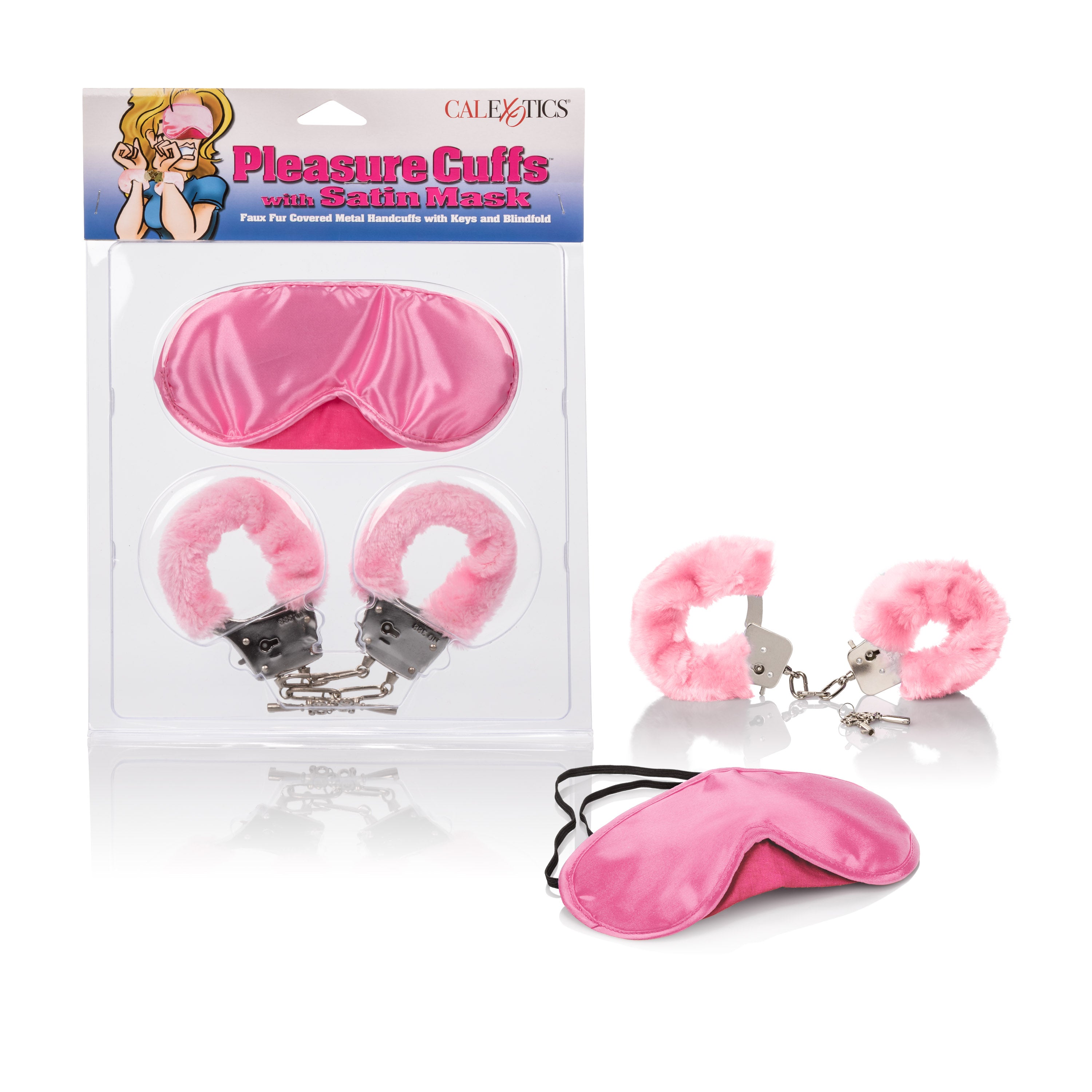 Pleasure Cuffs With Satin Mask Adult Bondage Kit Set Pink > Bondage Gear > Restraints