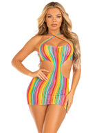 Rainbow Stripe Cross Over Mini Dress Erotic Lingerie One Size Multi One Size > Clothes > Dresses and Chemises
