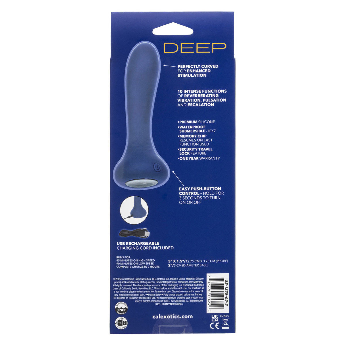 Deep Curve Blue Ergonomic 5" Anal Vibrator Blue > Anal Range > Anal Probes