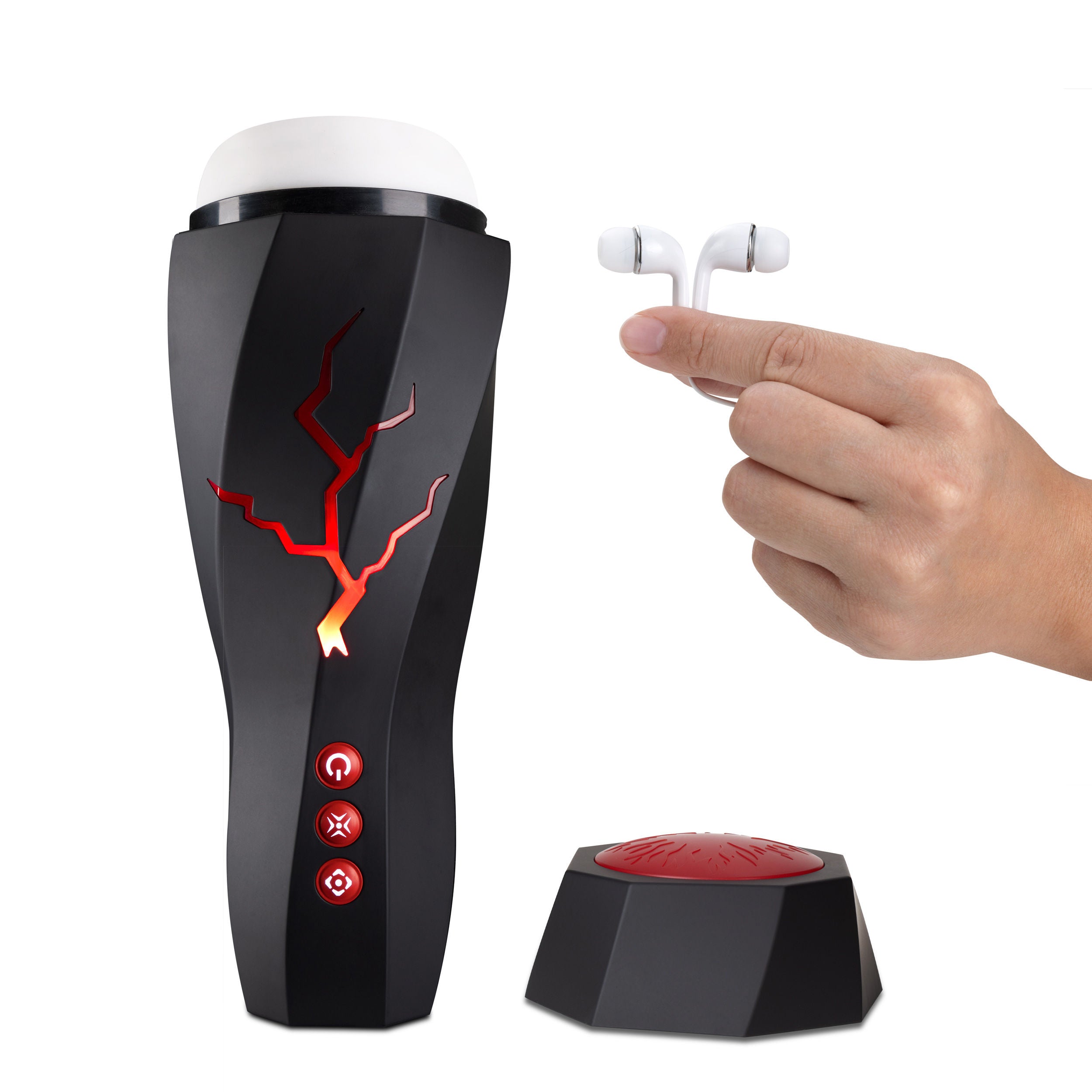 M For Men Storm (White) – Rechargeable Ribbed Masturbator Cup Strokers - Cup|Egg