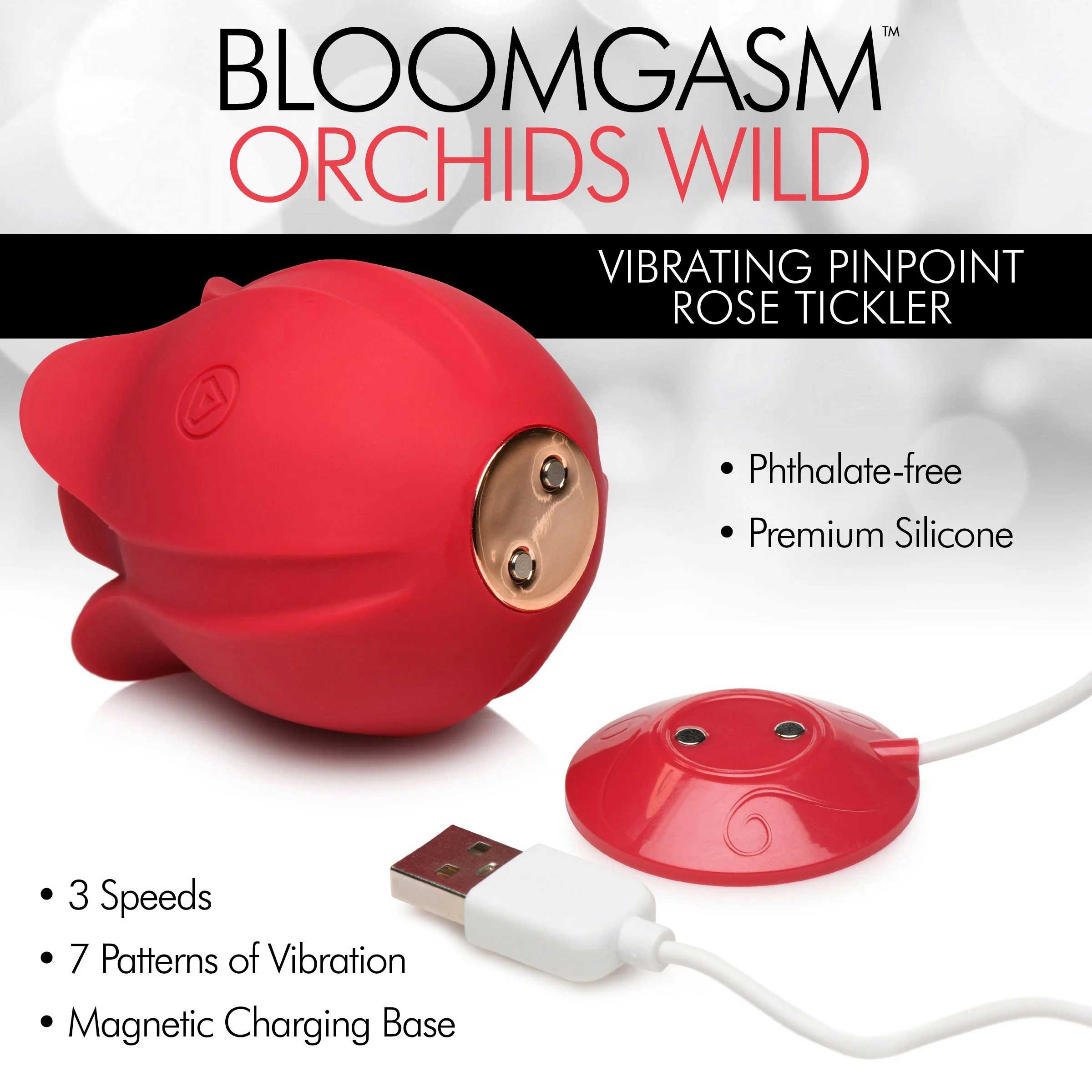 Orchids Wild Vibrating Pinpoint Rose Tickler Adult Toy Red STIMULATORS