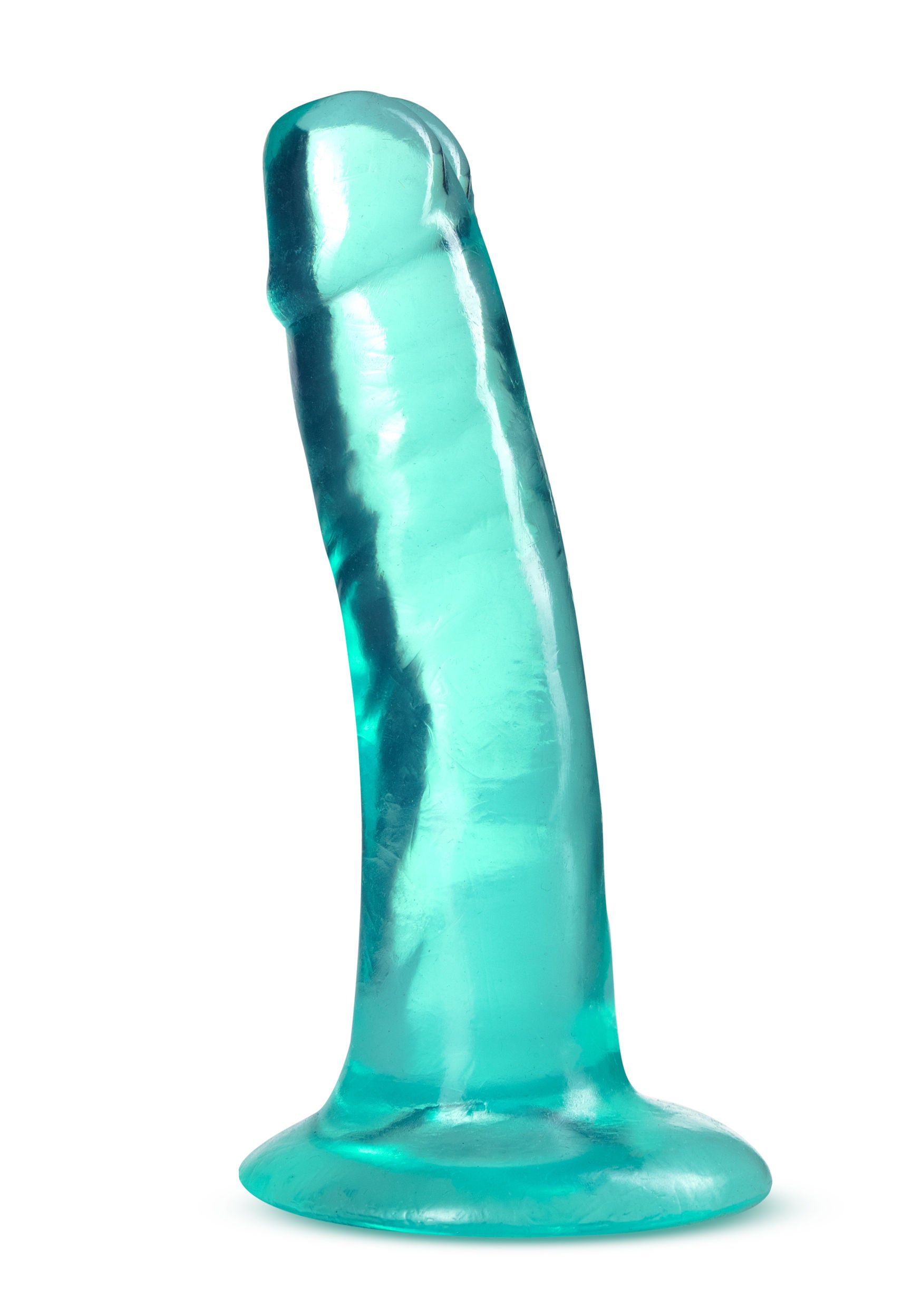 B Yours Plus Clear Suction Cup 5" Dildo Soft Realistic Feel Teal > Dildos > Slim Dildos