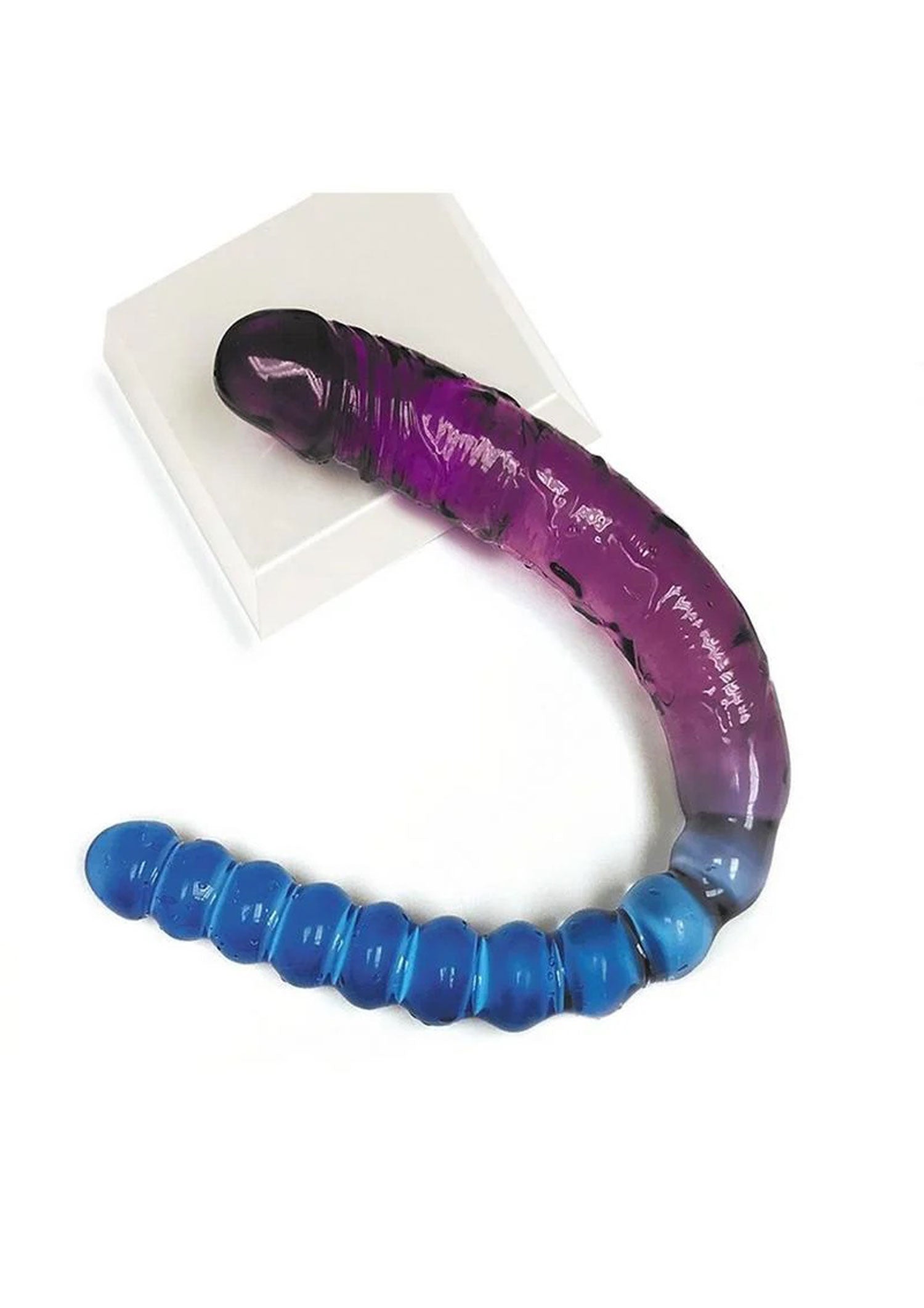 Shades 17 Inch Jelly Double Dong in Violet and Blue Multi Double Dongs