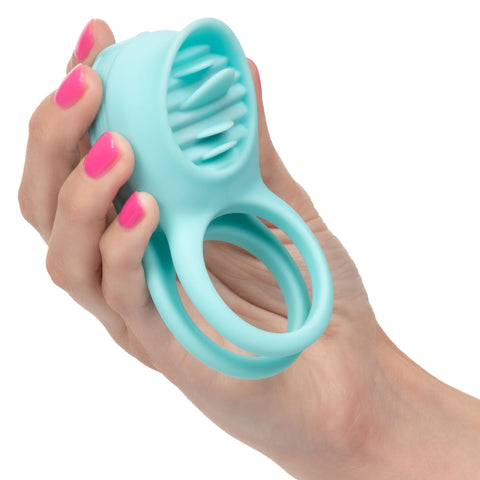 Silicone Rechargeable Vibrating French Kiss Enhancer Ring Cock Rings Vibrating