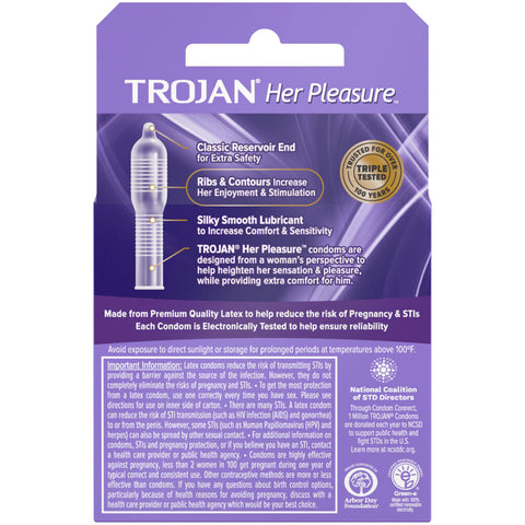 Trojan Her Pleasure Sensations Lubricated Condoms - 3 Pack > Essentials > Condoms