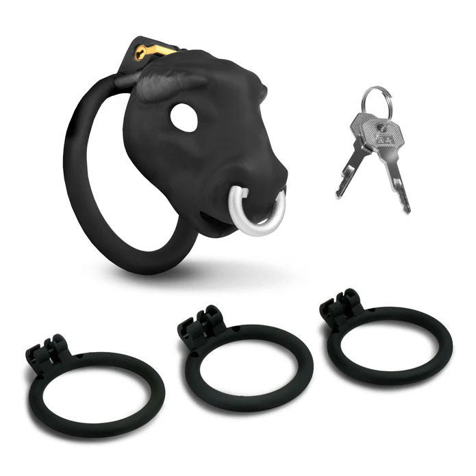 Bull Chastity Cage with Bull Head Design and Adjustable Rings Cages