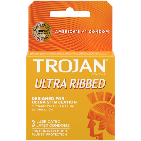 Trojan Stimulations Ultra Ribbed Lubricated Condoms - 3 Pack Default Title > Essentials > Condoms