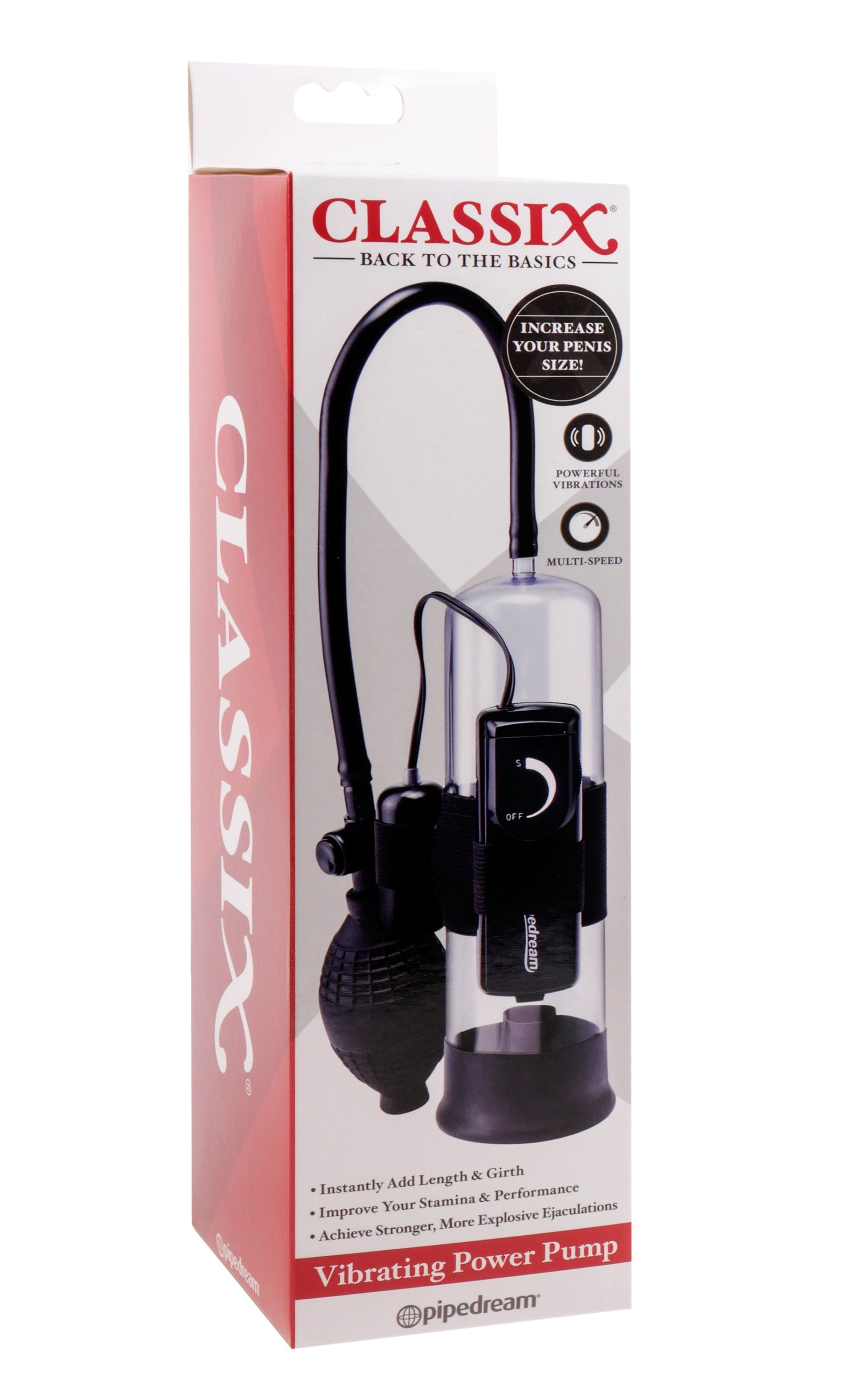 Classix Vibrating Power Pump – Rechargeable Penis Pump Clear Pumps & Enlargers
