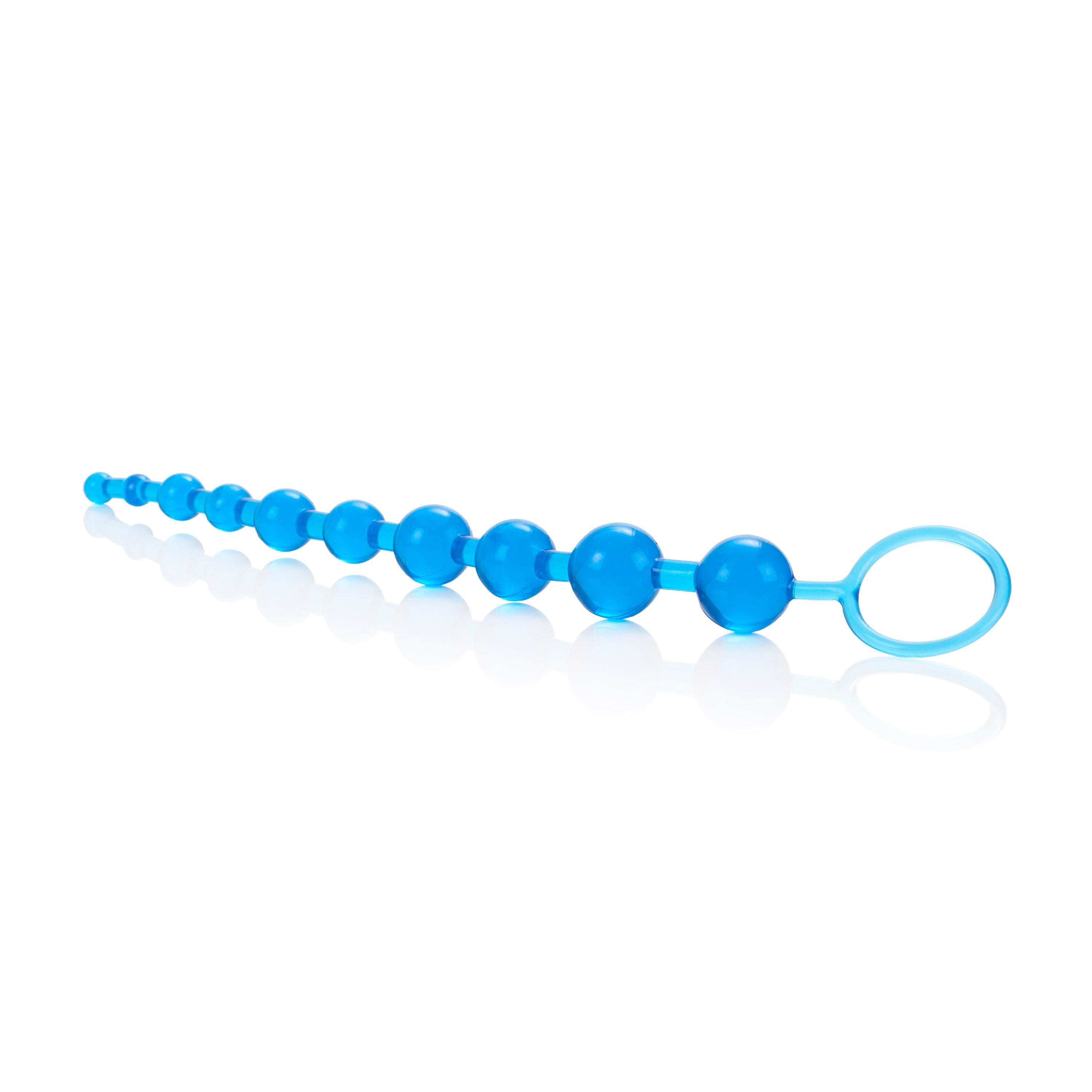 X-10 Blue Graduated Anal Beads with 10 Pliable Jelly Balls and Easy Retrieval Loop > Anal Range > Anal Beads