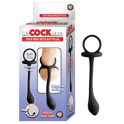 My Cockring Cring (Black) – Stretchy Silicone Cock Ring Butt Plug Black Butt Plugs