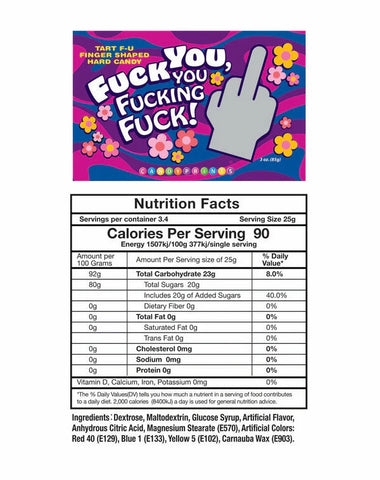 Fuck You, You Fucking Fuck Candy – 3oz Bag of Edible Middle Finger Candies Edible