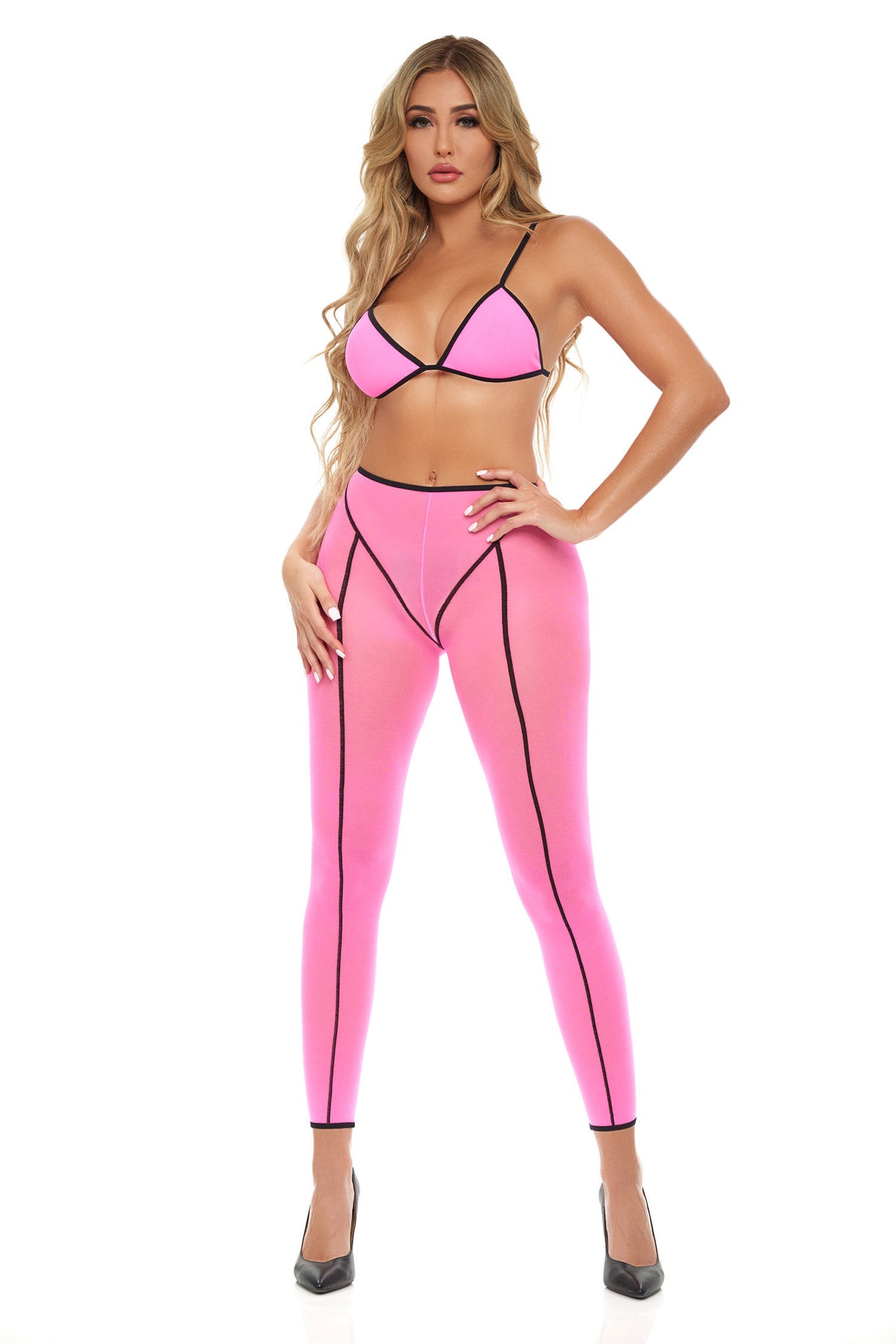 Double Vision Pink 2-Piece Bra Set One Size Fits Most Pink > Clothes > Bra Sets