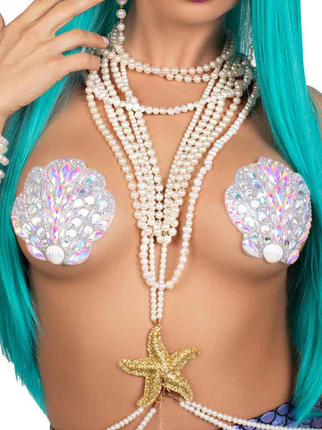 Shell Adhesive Jewel Nipple Stickers Clear Breast Petals Set Clear Pasties