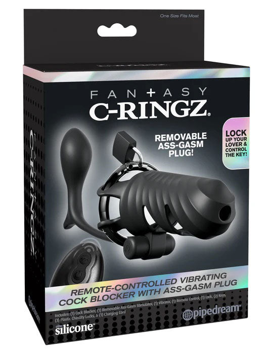 Fantasy C-Ringz (Black) – Remote-Controlled Vibrating Cock Blocker and Butt Plug Black > Cock Ring > Vibrating