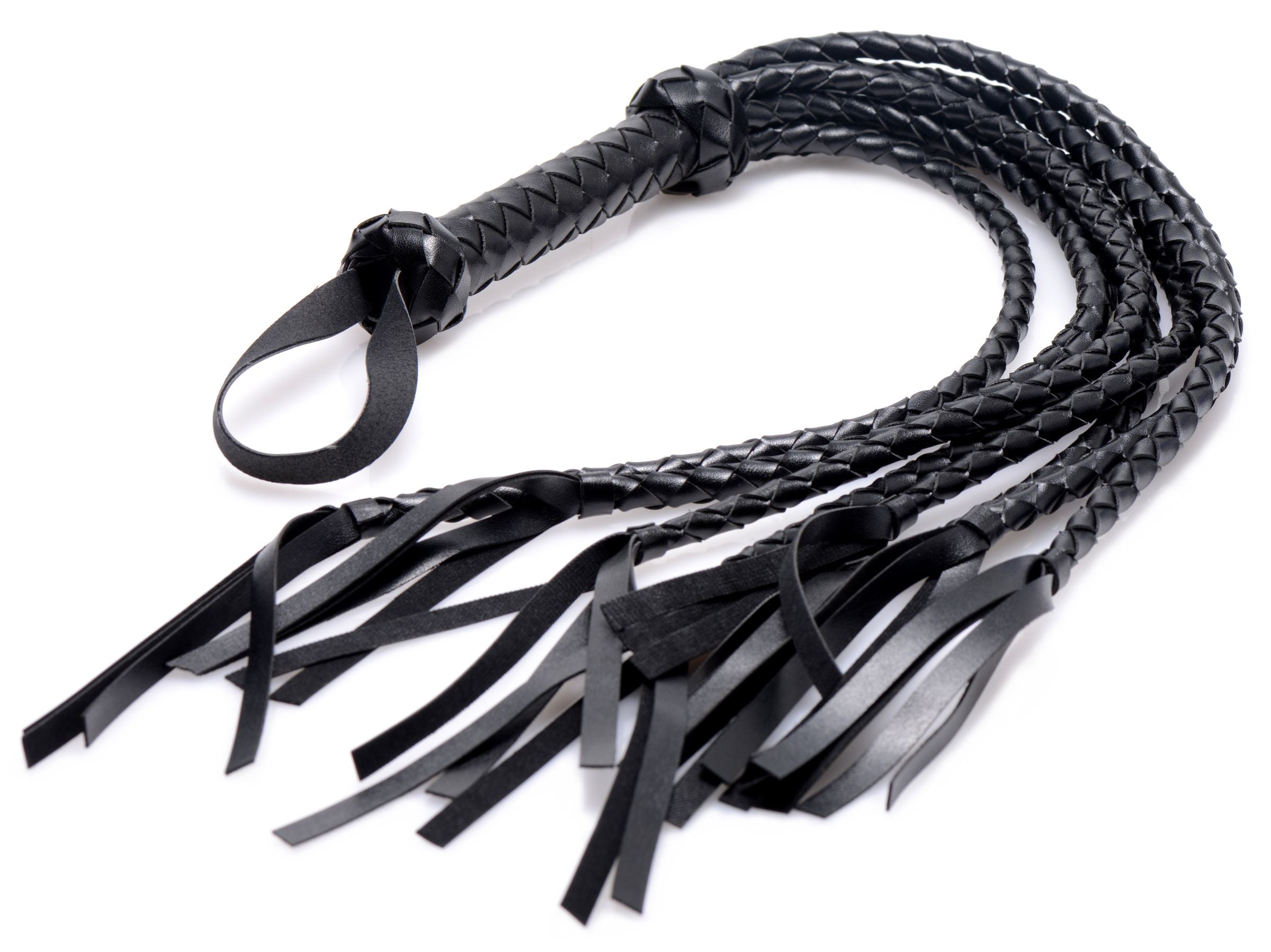 8 Tail Braided Flogger – Durable Leather Bondage Flogger Black Whips & Paddles